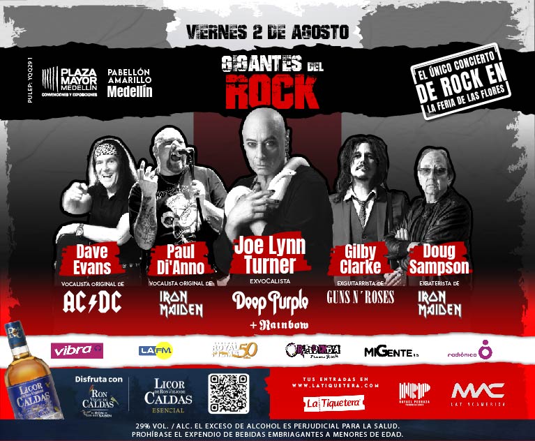 Concierto de rock, Dave Evans, Paul Dianno Joe Lynn Turner Medellin